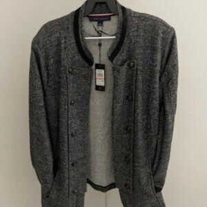 Tommy Hilfiger Gray with Black Trim Blazer with Military Look
